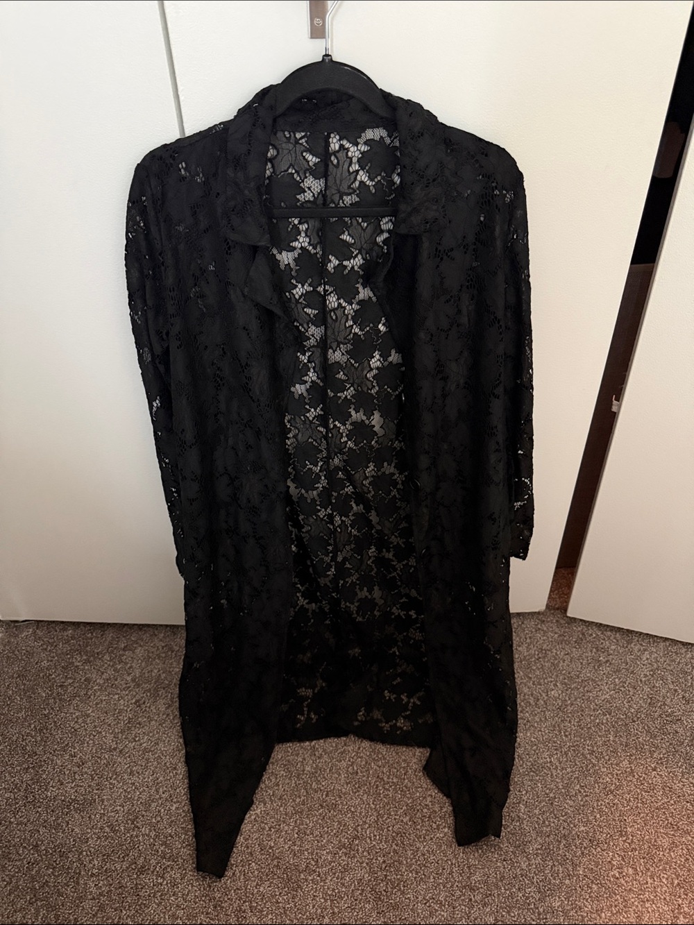 SHEIN Black Lace Longline Cardigan